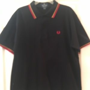 Fred Perry Polo Black w/ Red & Yellow Piping